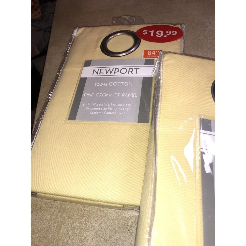 Newport Curtain Grommet Panel, 50in W X 84in Yellow‎ 100% Cotton